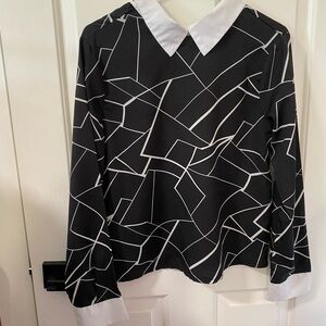 Geometric Black and White Women's Top